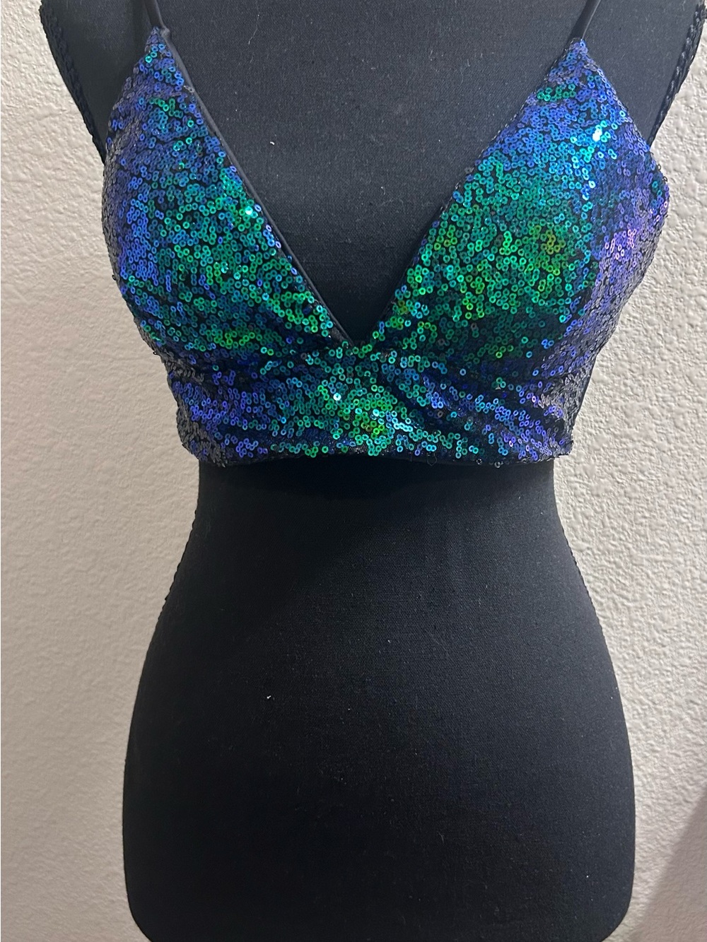 Iridescent Green-Blue Sequin Bralette